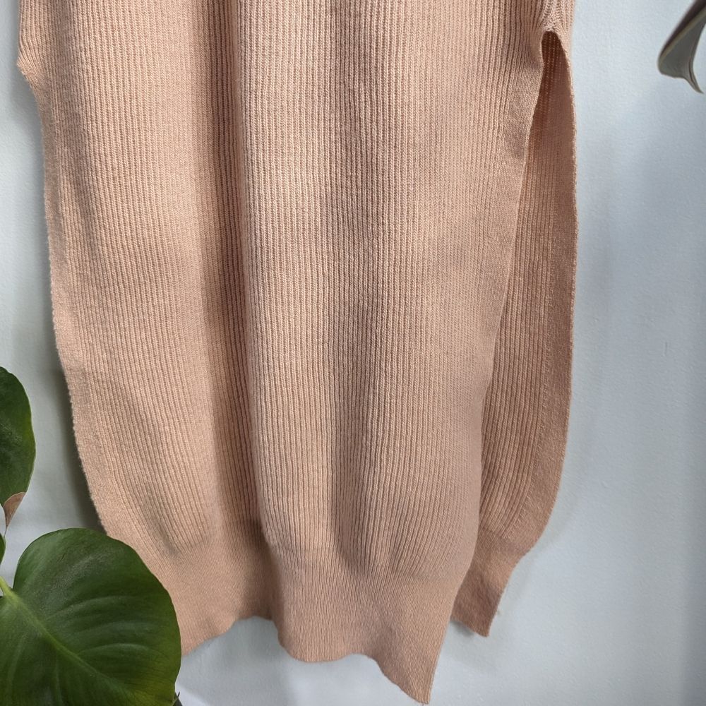 Nanushka Canaan Merino Cashmere Apricot Rib Knit Turtleneck Sweater Dress - Picture 9 of 16
